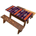 Blue And Orange Southwestern Print Picnic Table Cover