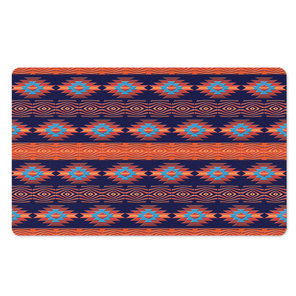 Blue And Orange Southwestern Print Polyester Doormat