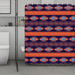 Blue And Orange Southwestern Print Polyester Shower Curtain