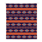 Blue And Orange Southwestern Print Polyester Shower Curtain