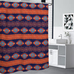 Blue And Orange Southwestern Print Premium Shower Curtain