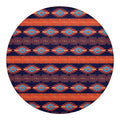 Blue And Orange Southwestern Print Round Blanket