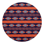 Blue And Orange Southwestern Print Round Blanket