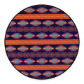 Blue And Orange Southwestern Print Round Floor Mat