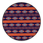 Blue And Orange Southwestern Print Round Floor Mat