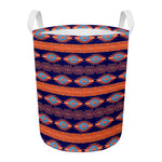 Blue And Orange Southwestern Print Round Laundry Basket