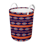 Blue And Orange Southwestern Print Round Laundry Basket