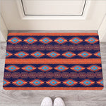 Blue And Orange Southwestern Print Rubber Doormat