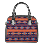 Blue And Orange Southwestern Print Shoulder Handbag