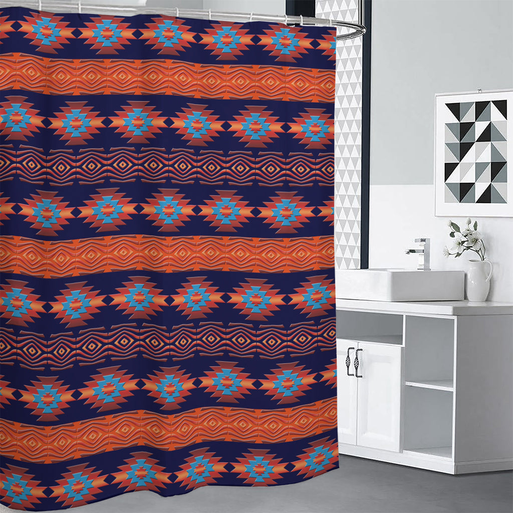 Blue And Orange Southwestern Print Shower Curtain