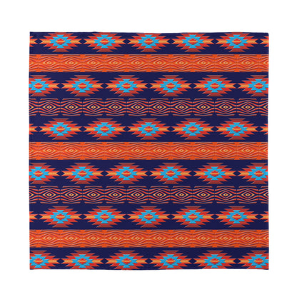 Blue And Orange Southwestern Print Silk Bandana