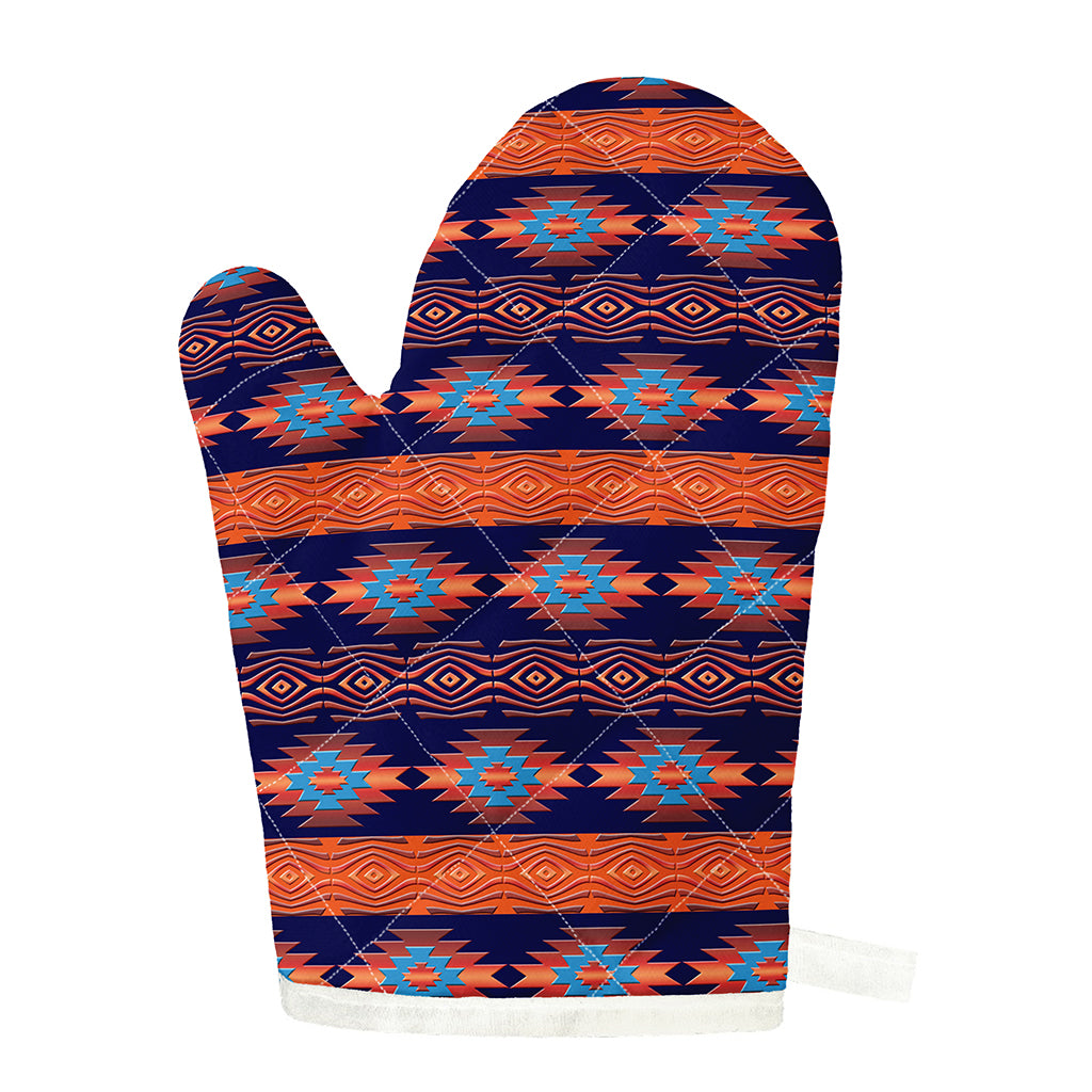 Blue And Orange Southwestern Print Single Oven Mitt