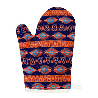 Blue And Orange Southwestern Print Single Oven Mitt