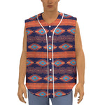 Blue And Orange Southwestern Print Sleeveless Baseball Jersey