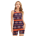 Blue And Orange Southwestern Print Sleeveless One Piece Swimsuit