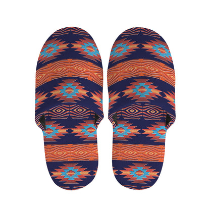Blue And Orange Southwestern Print Slippers