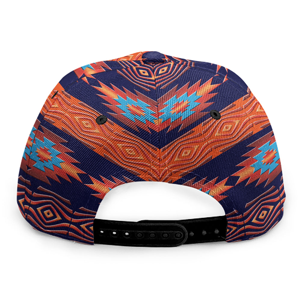 Blue And Orange Southwestern Print Snapback Cap