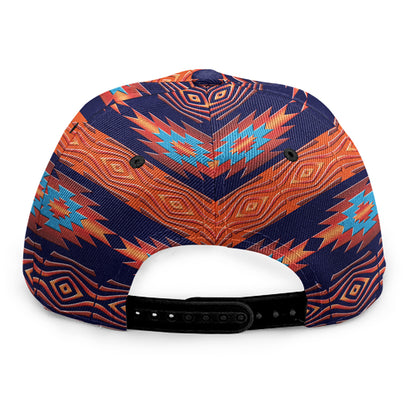 Blue And Orange Southwestern Print Snapback Cap
