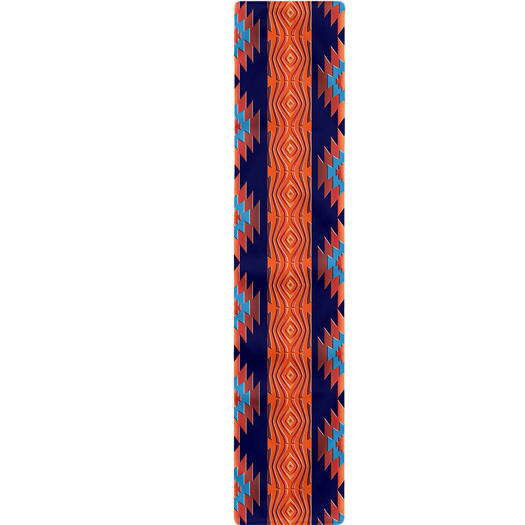 Blue And Orange Southwestern Print Table Runner