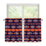 Blue And Orange Southwestern Print Tier Curtains