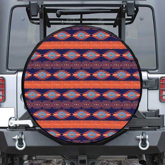 Blue And Orange Southwestern Print Tire Cover