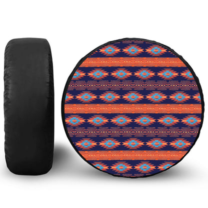 Blue And Orange Southwestern Print Tire Cover