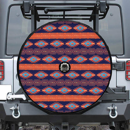 Blue And Orange Southwestern Print Tire Cover With Camera Hole
