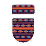 Blue And Orange Southwestern Print Toilet Lid And Tank Cover Set