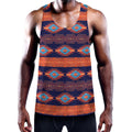 Blue And Orange Southwestern Print Men's Workout Tank Top