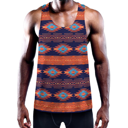 Blue And Orange Southwestern Print Training Tank Top