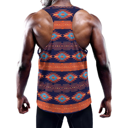 Blue And Orange Southwestern Print Training Tank Top