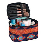 Blue And Orange Southwestern Print Travel Makeup Bag