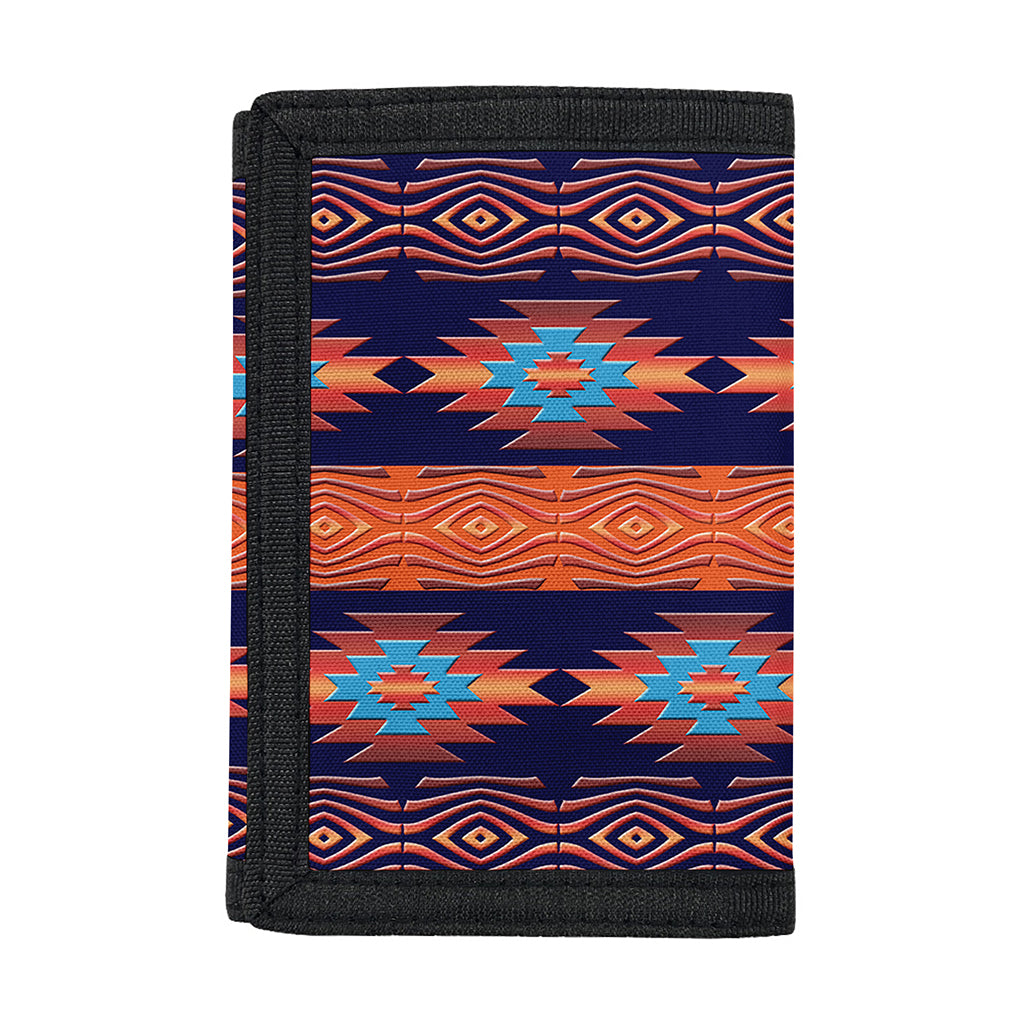 Blue And Orange Southwestern Print Trifold Wallet