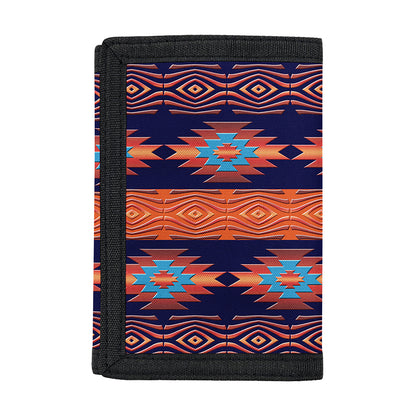 Blue And Orange Southwestern Print Trifold Wallet