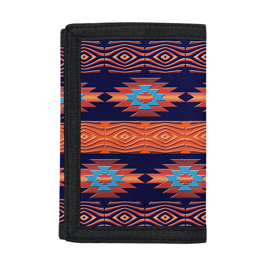 Blue And Orange Southwestern Print Trifold Wallet