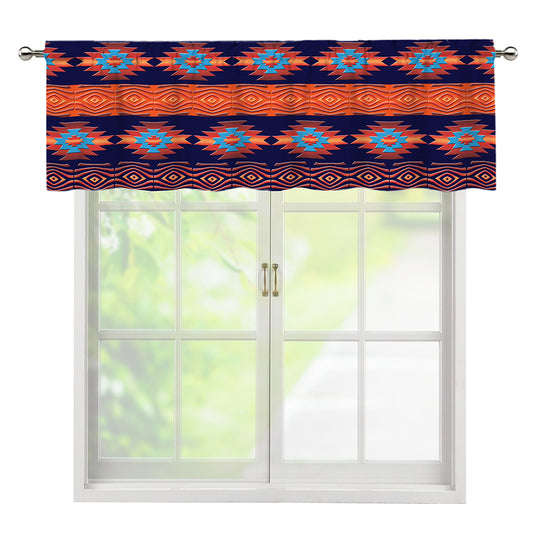 Blue And Orange Southwestern Print Window Valance