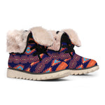 Blue And Orange Southwestern Print Winter Boots