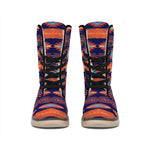 Blue And Orange Southwestern Print Winter Boots