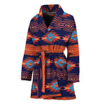 Blue And Orange Southwestern Print Women's Bathrobe