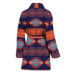 Blue And Orange Southwestern Print Women's Bathrobe