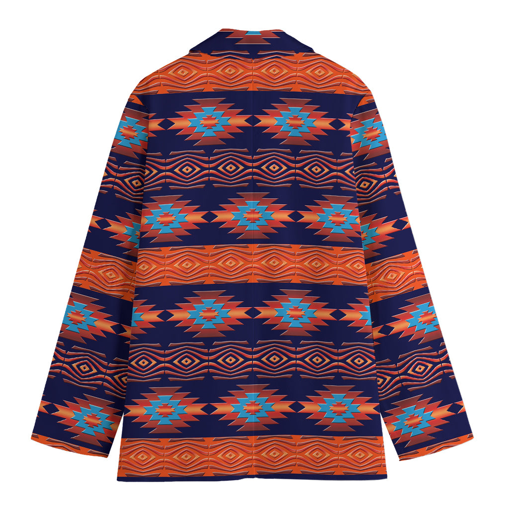 Blue And Orange Southwestern Print Women's Blazer