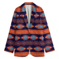 Blue And Orange Southwestern Print Women's Cotton Blazer