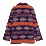 Blue And Orange Southwestern Print Women's Cotton Blazer