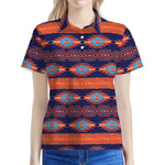 Blue And Orange Southwestern Print Women's Polo Shirt