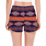 Blue And Orange Southwestern Print Women's Split Running Shorts