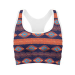 Blue And Orange Southwestern Print Women's Sports Bra