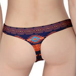 Blue And Orange Southwestern Print Women's Thong