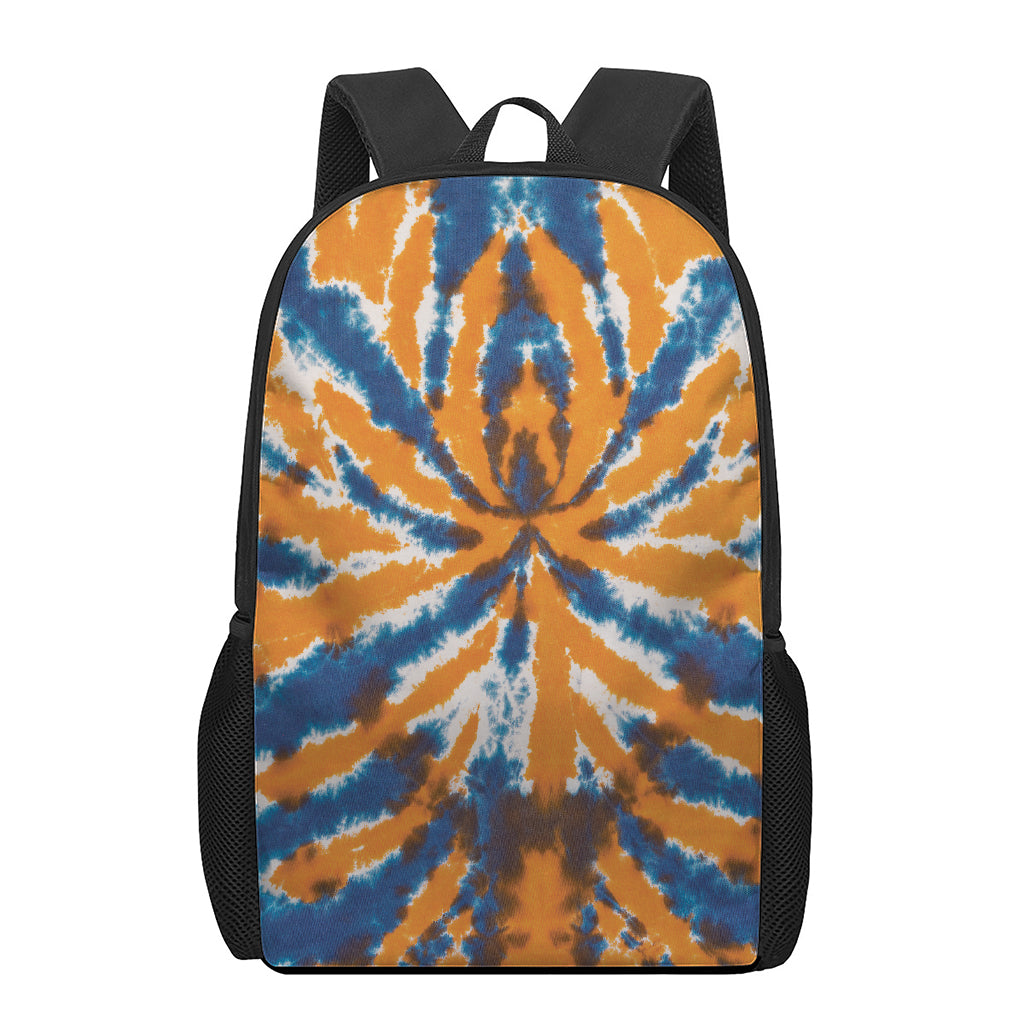 Blue And Orange Spider Tie Dye Print 17 Inch Backpack