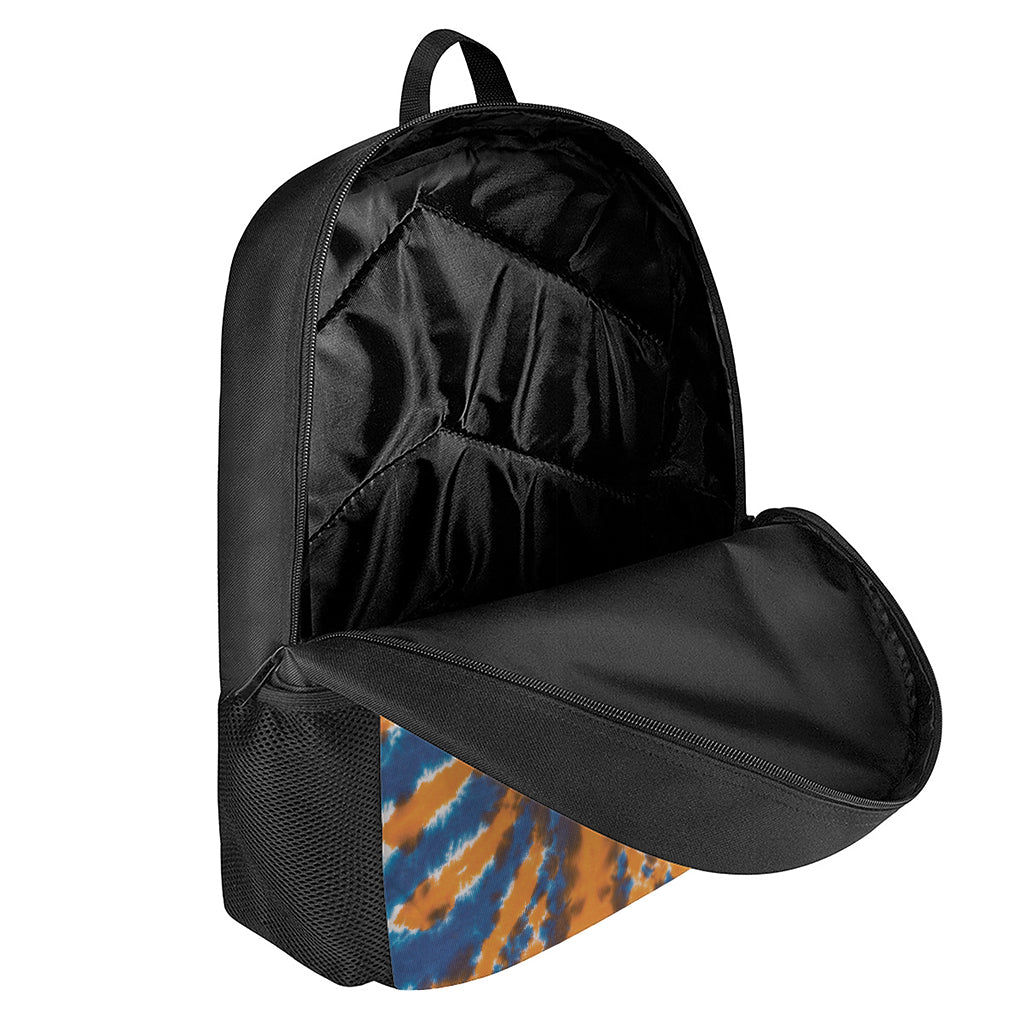 Blue And Orange Spider Tie Dye Print 17 Inch Backpack
