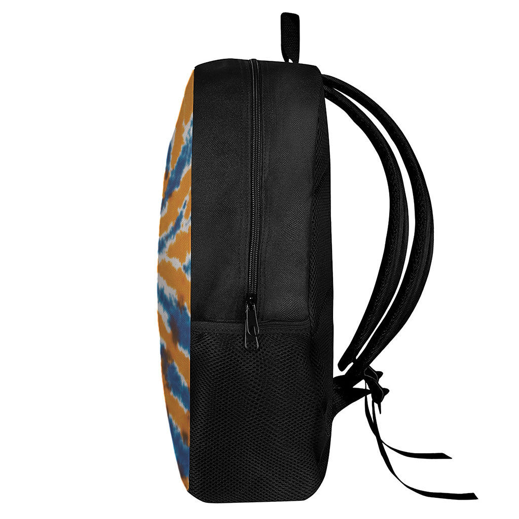 Blue And Orange Spider Tie Dye Print 17 Inch Backpack